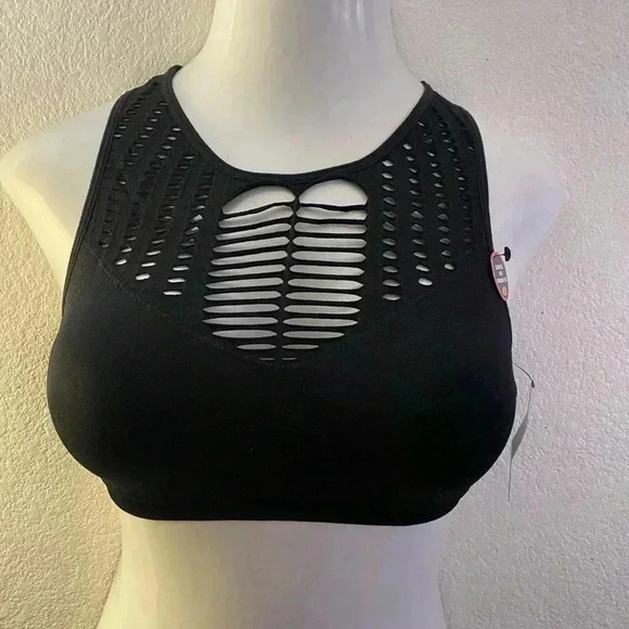 🆕Rene Rofe Seamless Cut Out Black Sport Bra🆕 - Picture 3 of 12